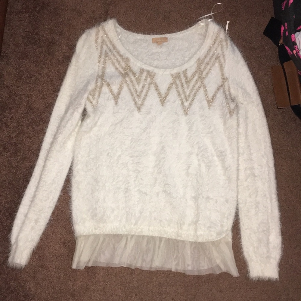 Cream sweater with gold detailing